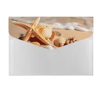 Seashells Starfish on Beach Accordéon Organiseur de documents 6 poches Dossier extensible avec étiquettes, dossiers de documents de voyage Enveloppes en plastique avec fermeture à pression 33 x 23 cm
