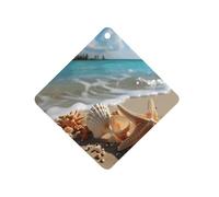 Seashells Starfish on Beach Désodorisant pour voiture à suspendre, tablettes d'aromathérapie parfumées longue durée, cartes parfumées en losange pour véhicules, chambre à coucher, armoire, style gris