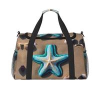 Seashells Starfish on Beach Sac fourre-tout de voyage - Grand sac de courses réutilisable, sac de voyage, sac de sport avec bandoulière réglable, noir, taille unique, Noir , Taille unique
