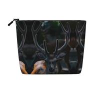 Seashells Trousse de toilette pour femme Motif étoile de mer Sable Simple couche Convient pour le stockage quotidien, les voyages et les voyages d'affaires., Bois de cerf sauvage en plein air, Taille