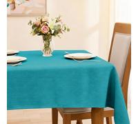 SEASHORE TREE Nappe rectangulaire Anti-tâches et imperméable, en Tissu avec Aspect Lin Lavable en Machine pour Tables de Maison,de Restaurant，de café et d'hôtel-140 * 140cm, Bleu
