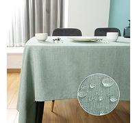 SEASHORE TREE Nappe rectangulaire Anti-tâches et imperméable, en Tissu avec Aspect Lin Lavable en Machine pour Tables de Maison,de Restaurant,de café et d'hôtel-145 * 215cm, Vert Clair