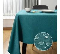 SEASHORE TREE Nappe rectangulaire Anti-tâches et imperméable, en Tissu avec Aspect Lin Lavable en Machine pour Tables de Maison,de Restaurant,de café et d'hôtel-120 * 120cm, Vert Foncé