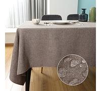 SEASHORE TREE Nappe rectangulaire Anti-tâches et imperméable, en Tissu avec Aspect Lin Lavable en Machine pour Tables de Maison,de Restaurant,de café et d'hôtel-145 * 215cm, Riz Brun