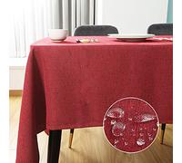 SEASHORE TREE Nappe rectangulaire Anti-tâches et imperméable, en Tissu avec Aspect Lin Lavable en Machine pour Tables de Maison,de Restaurant,de café et d'hôtel-145 * 215cm, Rouge
