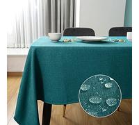 SEASHORE TREE Nappe rectangulaire Anti-tâches et imperméable, en Tissu avec Aspect Lin Lavable en Machine pour Tables de Maison,de Restaurant,de café et d'hôtel-145 * 215cm, Vert Foncé