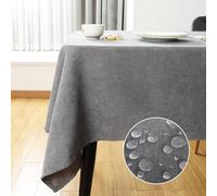 SEASHORE TREE Nappe rectangulaire Anti-tâches et imperméable en Tissu microvelouté avec Aspect Lin Lavable en Machine pour Maison, Restaurant café et hôtel-140 * 140cm, Gris Microvelouté