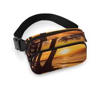 Seashore Trees Sac banane tendance avec sangle réglable pour entraînement en plein air cyclisme Unisexe Blanc 20 x 13 cm, blanc, 20x13cm, Sac banane