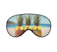 Seaside Beach Masque de sommeil motif ananas géométrique jaune masque pour les yeux bloquant la lumière, confortable et doux, couverture des yeux avec bande élastique, convient pour les hommes et les