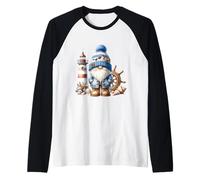 Seaside Boat Captain GNOME for Men with Lighthouse at Ocean Manche Raglan