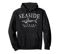 Seaside Florida Shark Fishing Lettres Blanches arquées Sweat à Capuche