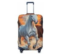 Seaside Horse 5D Housse de protection élastique pour valise de voyage Motif imprimé anti-rayures, Noir , S