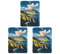 Seaside Mountain Skyline Lot de 3 désodorisants carrés à suspendre pour voiture, maison, bureau, style noir