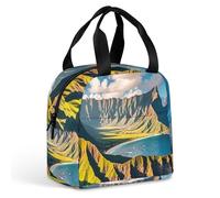 Seaside Mountain Skyline Sac à déjeuner pour homme et femme, sac fourre-tout isotherme portable avec poignée, étanche, réutilisable, pour le travail, le pique-nique, les voyages