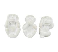 Seaside No.64 - Lot de 3 figurines décoratives singe - Singes en faïence ou céramique pour bureau, étagère, buffet - Sagesse japonaise Ne rien voir, dire, entendre de Confucius (grès, blanchie)
