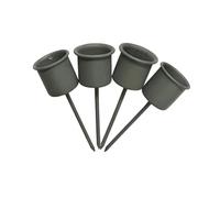 Seaside No.64 - Lot de 4 pics pour bougies chauffe-plat - En métal - Style shabby vintage pour votre couronne de l'Avent - Arrangement de table ou décoration de pot (gris, bougie piquette)