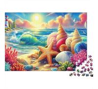 Seaside Scenery Difficile 1000 pièces soirée de Jeu de Famille Puzzle coloré Coral Reef avec Fishes Premium épais Solide Haute qualité Vif Stimulant Anti-Stress 52x38cm/1000 pièces