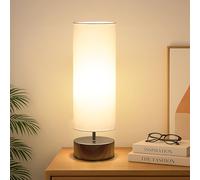 Seaside Village Lampe de table moderne minimaliste à commande tactile avec lumière LED à intensité variable, abat-jour cylindrique blanc, ampoule E26 incluse