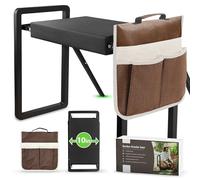 seasky Tabouret de jardin pliable et anti-basculement, coussin épais et doux, tabouret de jardinage robuste avec sac à outils de jardin, cadeau de jardinage (noir)