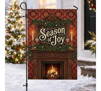 Season Of Joy Drapeau de jardin Casse-noisette 30,5 x 45,7 cm | Décoration casse-noisette, drapeau de cour, décorations de guirlande de pin, thème foyer d'hiver, art de cheminée festif