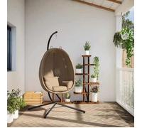 ""SEASON SALE""BALANCELLE élégante - KEETHE - siège de balançoire - Chaise suspendue en forme d'œuf et support taupe tissu et acier 44