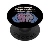Seasonal Depression Club Sad Girl Winter Cozy Humour PopSockets PopGrip Adhésif