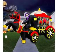SEASONBLOW Carrosse gonflable de 3 m de long pour Halloween - Décoration géante à DEL avec faucheuse pour fête d'Halloween, intérieur ou extérieur, jardin, cour