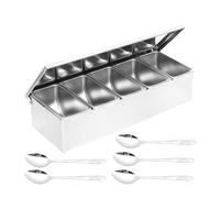 Seasoning Box - Stainless Steel Sugar Container, Divided Organizer