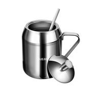 Seasoning Container Bottle - 13.3x8.5cm - 230g - 500ml Stainless Steel Organizer Bowl With Lid and Spoon - Multipurpose Oil Salt Tea Sugar Ghee Cereal Nuts Storage Jar Kitchen Pantry