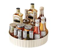 Seasoning Rack - Clear/White, Rotating Countertop Storage, Multifunctional Condiment Organizer, 360 Degree Swivel Base, Tiered Shelves, Non-Slip Pads | Home, Kitchen, Jars, Cooking Oil