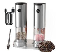 SeasonMate - Stainless Steel Electric Salt & Pepper Grinder Set with Rechargeable Base, SeasonMate Refillable Pepper Mills, Adjustable Coarseness, Ideal for Kitchen, Outdoor, BBQ & Gift Giving (1PCS)