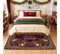 Season's Greetings Tapis de Noël avec citation Poinsettia 1,2 x 1,8 m