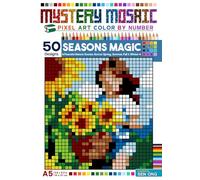 Seasons Magic Mystery Mosaic Color By Number: Peaceful Nature Scenes Across Spring, Summer, Fall & Winter - Pocket Sized Coloring Fun