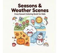 Seasons & Weather Coloring Book for Kids: 50 Cozy Kawaii Coloring Pages of Spring, Summer, Fall, Winter and Cute Weather Scenes | Ages 3-8