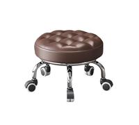 Seat À Rouleau Moderne en Cuir PU Low Round Rolling Tabouret 360 ° Small Small Tabouin avec Tabouret De Pied Universal Caster Wheels pour Manucure, Mécanicien, Burea Coffee