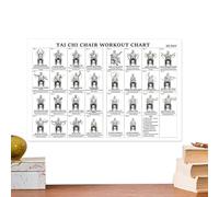 Seated Fitness Guide Poster - Routine Wall Chart, Body Movement Training Plan Art, Home Gym Office Break Space Yoga Studio Display, Daily Mobility Stretch Strength Workout Chair Exercise 30 Day