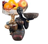 Seated Woman with Bowl Table Figurines African Statues for Home Decor