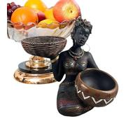 Seated Woman with Bowl Table Figurines African Statues for Home Decor