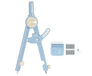 SEATOGEM 2-en-1 Compas-Règle, Compas scolaire de précision, 1-13 cm avec Règlement de Rayon, Protection des Pointes de Compas, pour la Menuiserie, les Étudiants et la Création Artistique (Bleu)