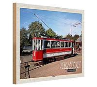 Seaton Tramway Carte postale vintage en bois | Nostalgie du Royaume-Uni | 40 cm x 30 cm