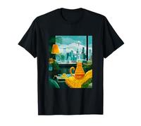 Seattle Cat City Skyline Rétro Esthétique T-Shirt
