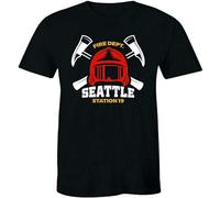 Seattle Fire Department Firefighter Station 19 TV Series Men's T-Shirt Black Graphic Unisex Tee Shirt S