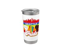 Seattle Pride Rainbow Gay Pride Flag Funny LGBT Gobelet isotherme en acier inoxydable double paroi