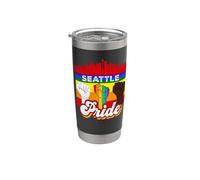 Seattle Pride Rainbow Gay Pride Flag Funny LGBT Gobelet isotherme en acier inoxydable double paroi