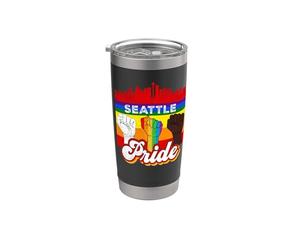 Seattle Pride Rainbow Gay Pride Flag Funny LGBT Gobelet isotherme en acier inoxydable double paroi