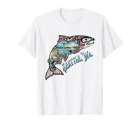 Seattle Salmon Nature & City Skyline Scene Proud Seattleites T-Shirt Graphique avec Valeur