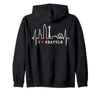 Seattle Skyline Battement de Cœur USA Pouls J'aime Seattle Sweat à Capuche