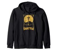 Seattle Space Needle and Mount Rainier Style Vintage Sweat à Capuche