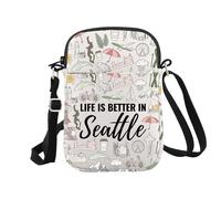 Seattle Trousse de maquillage « Life is Better in Seattle » Cadeau de voyage à Seattle pour femme, À Seattle Cr Eu, Trousse à cosmétiques avec impression