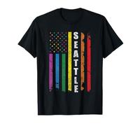 Seattle Us American Flag Rainbow Gay LGBT Pride Month T-Shirt